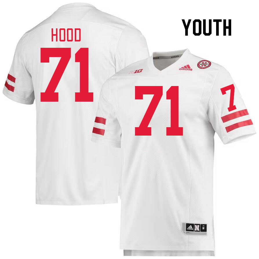 Youth #71 Jacob Hood Nebraska Cornhuskers College Football Jerseys Stitched Sale-White